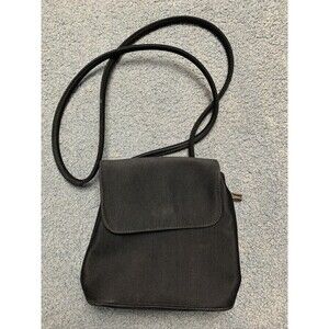 Fossil Black Saddle Crossbody Shoulder Flap Purse Bag Ribbed Magnetic Closure